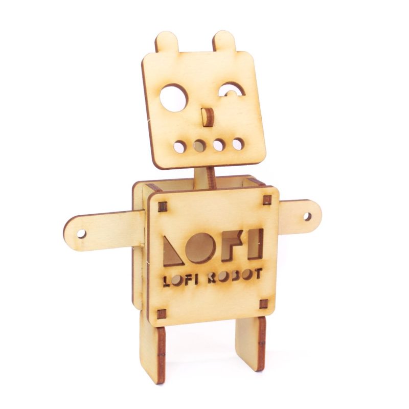 gadget robot lofi robot lasercut plywood wooden
